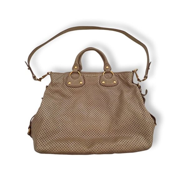 Miu Miu Perforated Leather Large Tote Bag / DAME - Picture 1 of 8